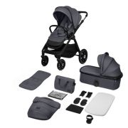Carucior 2 in 1, Lionelo, Layla, Pana la 22 kg, Cadru aluminiu, Cu landou intarit si salteluta din spuma AirDots, Reversibil, Cu ventilatie 3D, Cu accesorii, EN1888-1, EN1888-2, EN1466, Gri BYNLO-LAYLA_2IN1_GREY_STONE