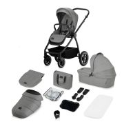 Carucior 2 in 1, Lionelo, Meril, Cu landou si scaun cu dimensiune XL, Reversibil, Cu sistem de ventilatie 3D, Cu accesorii, Pana la 22 kg, Conform cu EN1888-1 EN1888-2, EN1466, Gri BYNLO-MERIL_2IN1_GREY_STONE