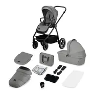 Carucior 2 in 1, Lionelo, Meril, Cu landou si scaun cu dimensiune XL, Reversibil, Cu sistem de ventilatie 3D, Cu accesorii, Pana la 22 kg, Conform cu EN1888-1 EN1888-2, EN1466, Gri BYNLO-MERIL_2IN1_GREY_STONE