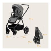 Carucior 2 in 1, Lionelo, Meril, Cu landou si scaun cu dimensiune XL, Reversibil, Cu sistem de ventilatie 3D, Cu accesorii, Pana la 22 kg, Conform cu EN1888-1 EN1888-2, EN1466, Gri BYNLO-MERIL_2IN1_GREY_STONE