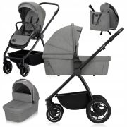Carucior 2 in 1, Lionelo, Meril, Cu landou si scaun cu dimensiune XL, Reversibil, Cu sistem de ventilatie 3D, Cu accesorii, Pana la 22 kg, Conform cu EN1888-1 EN1888-2, EN1466, Gri BYNLO-MERIL_2IN1_GREY_STONE
