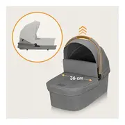 Carucior 2 in 1, Lionelo, Meril, Cu landou si scaun cu dimensiune XL, Reversibil, Cu sistem de ventilatie 3D, Cu accesorii, Pana la 22 kg, Conform cu EN1888-1 EN1888-2, EN1466, Gri BYNLO-MERIL_2IN1_GREY_STONE