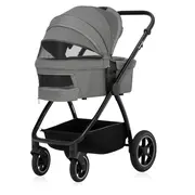 Carucior 2 in 1, Lionelo, Meril, Cu landou si scaun cu dimensiune XL, Reversibil, Cu sistem de ventilatie 3D, Cu accesorii, Pana la 22 kg, Conform cu EN1888-1 EN1888-2, EN1466, Gri BYNLO-MERIL_2IN1_GREY_STONE