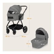 Carucior 2 in 1, Lionelo, Meril, Cu landou si scaun cu dimensiune XL, Reversibil, Cu sistem de ventilatie 3D, Cu accesorii, Pana la 22 kg, Conform cu EN1888-1 EN1888-2, EN1466, Gri BYNLO-MERIL_2IN1_GREY_STONE