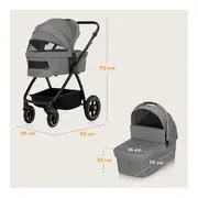 Carucior 2 in 1, Lionelo, Meril, Cu landou si scaun cu dimensiune XL, Reversibil, Cu sistem de ventilatie 3D, Cu accesorii, Pana la 22 kg, Conform cu EN1888-1 EN1888-2, EN1466, Gri BYNLO-MERIL_2IN1_GREY_STONE