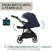 Carucior copii 3 in 1 Chicco Seety, cu scaun auto Kory Plus I-Size, OxFord Blue (Albastru), 0luni+ CHC8709779+8709879+8714645-8