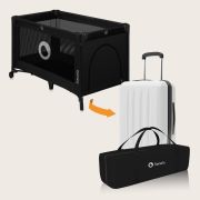 Patut pliant, Lionelo, Stefi, Cu un nivel, Cu intrare laterala cu fermoar, 2 roti, 120x60 cm, Conform cu standardul european de securitate EN 716, Negru BYNLO-STEFI_BLACK_CARBON