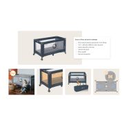 Patut pliant, Lionelo, Stefi, Cu un nivel, Cu intrare laterala cu fermoar, 2 roti, 120x60 cm, Conform cu standardul european de securitate EN 716, Negru BYNLO-STEFI_BLACK_CARBON