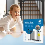 Poarta de siguranta pentru scari SIPO, Black, operare cu o mana, 75-103 cm EKDSBS-SG02