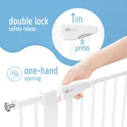 Poarta de siguranta pentru scari SIPO, White, operare cu o mana, 75-103 cm EKDSBS-SG01