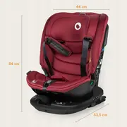 Scaun auto, Lionelo, Bastiaan RWF i-Size, Pozitie de somn, Protectie laterala, Rotire 360 grade, 0-36 Kg, Cu Isofix si Centura Top Tether, Conform cu standardul european de securitate ECE R129, Rosu BYNLO-BASTIAAN_RWF_ISIZE_RED_BURGUNDY