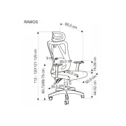 Scaun birou egonomic HM Ramos, mesh, mecanism multiblock, baza polipropilena, suport lombar reglabil, cotiere ajustabile, 120 kg, negru DRM10651