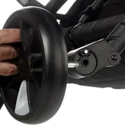 Carucior gemeni pliabil Twinside, Jane, Pliere rapida cu o mana, De la nastere pana la 22 Kg, Cu huse pentru ploaie, Spatare independente, Cu suspensii, Conform cu EN 1888-2:2018+A1:2023, Coal BYN8420421092460