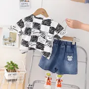 Costumas cu tricou alb si blugi pentru baietei - bear mbxbr27-r1