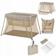 Patut multifunctional, Lionelo, Alice, 3 in 1, 2 trepte de inaltime pentru saltea, Pliabil, Material rezistent Oxford 300D, Cu iesire laterala, Geanta de transport, Pana 15 kg, 0 luni+, 104×70×74 cm, Bej BYNLO-ALICE_BEIGE_OLIVE