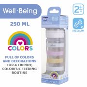 Biberon Chicco WellBeing PP, tetina s., flux mediu, 250ml, orange, 2luni+ CHC2862331-7