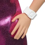 BARBIE FASHIONISTAS PAPUSA BARBIE BLONDA CU ROCHIE ROZ METALIZAT VIVMTFBR37_HYT88