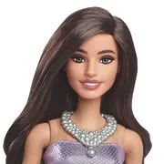 BARBIE FASHIONISTAS PAPUSA BARBIE BRUNETA CU ROCHIE MOV CU PAIETE VIVMTHYT92