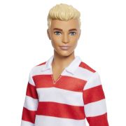 BARBIE FASHIONISTAS PAPUSA KEN BLOND CU BLUZA POLO DUNGI ROSII ALBE VIVMTDWK44_HYV01