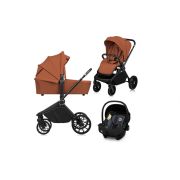 Carucior 3 in 1, Lionelo, Mika Plus, Cadru din aluminiu, Cu landou intarit si salteluta moale, Cu scoica auto testata ADAC, Reversibil, Cu sistem de ventilatie 3D, Cu accesorii, Pana la 22 kg, EN1888-1 EN1888-2 EN1466 ECE R129, Maro BYNLO-MIKA_PLUS_3IN1_B