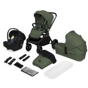 Carucior 3 in 1, Lionelo, Mika Plus, Cadru din aluminiu, Cu landou intarit si salteluta moale, Scoica auto, Reversibil, Cu sistem de ventilatie 3D, Maner ajustabil, Cu accesorii, Pana la 22 kg, EN1888-1 EN1888-2 EN1466 ECE R129, Verde BYNLO-MIKA_PLUS_3IN1