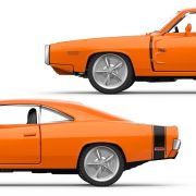 MASINUTA METALICA DODGE CHARGER R/T 1970 PORTOCALIU SCARA 1 LA 36 VIVRas64410