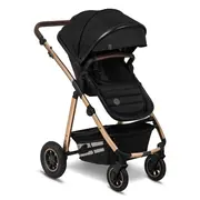 Lionelo - Carucior Amber 3 in 1, Cadru aluminiu, Cu landou intarit si salteluta moale, Scoica auto, Reversibil, Maner ajustabil, Huse pentru picioare, ploaie, Plasa de tantar, Geanta parinti, Pana la 22 kg, EN1888-1,EN1888-2,EN1466,ECE R44/04, Negru BYNLO