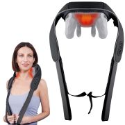 Aparat Masaj Cervical Hands-Free Suporto pentru Relaxare Musculara, Rola de Masat Shiatsu 5D care Imita Masajul Uman, Functie Incalzire, Reduce Stresul si Oboseala, Amelioreaza Durerile pentru Gat, Umeri si Spate, Intensitate Reglabila, Negru SPTAMG3N