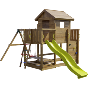 Complex de joaca din lemn fungoo mars cu casuta, leagane si masa de picnic 0802pk - okefu0802pk