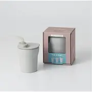 Pahar cu capac si pai antrenament bebelusi miniware 1-2-3 sip!, 100% din materiale naturale biodegradabile, grey mw_mwscgg