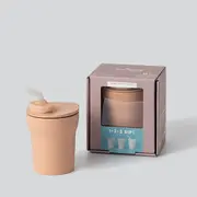 Pahar cu capac si pai antrenament bebelusi miniware 1-2-3 sip!, 100% din materiale naturale biodegradabile, toffee mw_mwsctt