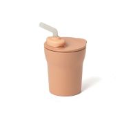 Pahar cu capac si pai antrenament bebelusi miniware 1-2-3 sip!, 100% din materiale naturale biodegradabile, toffee mw_mwsctt
