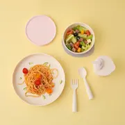 Set diversificare hrana bebelusi miniware little foodie, 100% din materiale naturale biodegradabile, 6 piese, vanilla+cotton candy mw_mwlfvc