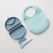 Set diversificare hrana bebelusi miniware sili mini go, 100% din materiale naturale biodegradabile, 3 piese, blue banana mw_smg7bb