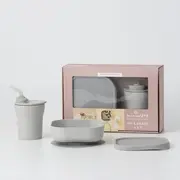 Set diversificare hrana bebelusi miniware sip&snack, 100% din materiale naturale biodegradabile, 3 piese, grey mw_mwskgg