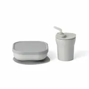 Set diversificare hrana bebelusi miniware sip&snack, 100% din materiale naturale biodegradabile, 3 piese, grey mw_mwskgg