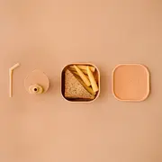 Set diversificare hrana bebelusi miniware sip&snack, 100% din materiale naturale biodegradabile, 3 piese, toffee mw_mwsktt