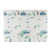 Covoras de joaca, Petite&Mars, Reversibil, Include geanta pentru transport, Pliabil si impermeabil, Non-toxic, 197 x 147 x 1 cm, Campy Cars, 0 luni+, Multicolor BYN435073