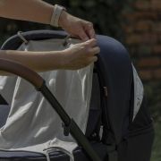 Parasolar textil, Petite&Mars, Din Bumbac, Pentru soare si vant, Universal, Protectie UV SPF40+, Potrivit pentru carucioare si scaune auto, 45 × 51 cm, Mocha Mousse BYN406596