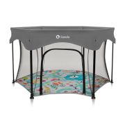 Tarc de joaca, Lionelo, Roel Plus, Pliere ultra-compacta, Sistem LockGuard impotriva plierii accidentale, Geanta de transport inclusa, Conform cu EN 12227:2010, 134x134x74 cm, 6 luni+, Multicolor BYNLO-ROEL_PLUS_GREY_MULTICOLOR