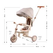 Tricicleta ZIPPY 5in1, sezut rotativ, maner parental, roti din spuma, 12 luni+, Beige EKDmm0429