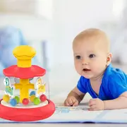 Jucarie bebe interactiva si educativa, rotativa, spinner carusel cu caluti si bile multicolore, varsta recomandata +6 luni