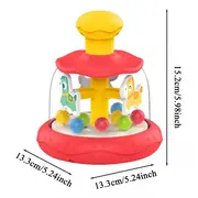Jucarie bebe interactiva si educativa, rotativa, spinner carusel cu caluti si bile multicolore, varsta recomandata +6 luni