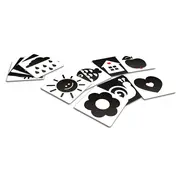 Joc educational pentru bebelusi, Flash Contrast Cards, Carduri alb-negru pentru acuitate vizuala, KuKiKuk Efko, 12 piese, 24 imagini mari contrastante, carton gros, varsta 0-6 luni