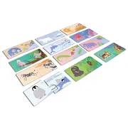 Joc educational pentru copii, Puzzle Duo cu Animale, KuKiKuk Efko, 12 perechi, 24 piese mari, carton gros, animatii colorate haioase, varsta 2-5 ani