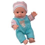 Set 2 papusi bebelusi frati, baietel si fetita, cu patut balansoar, 20 cm inaltime