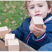 Joc educativ pentru copii si copii nevoi speciale didactic, Andreu Toys, senzorial, 10 cuburi din lemn natur cu 5 sunete SOLANT16112