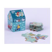 Puzzle APLI - Safari puzzle in cutie de depozitare in forma de casuta, 24 piese