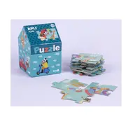 Puzzle APLI - Safari puzzle in cutie de depozitare in forma de casuta, 24 piese