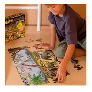 Puzzle care straluceste in intuneric, APLI Kids, 60 de piese, Dinozauri
